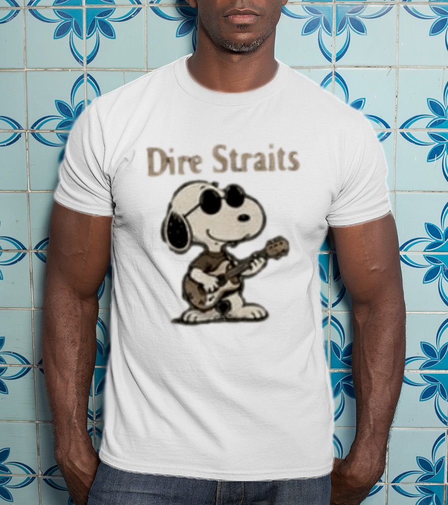 Snoopy Dire Straits Follow The Rhythm Trust The Road Enjoy The Ride Vintage Character Playing Guitar T-Shirt