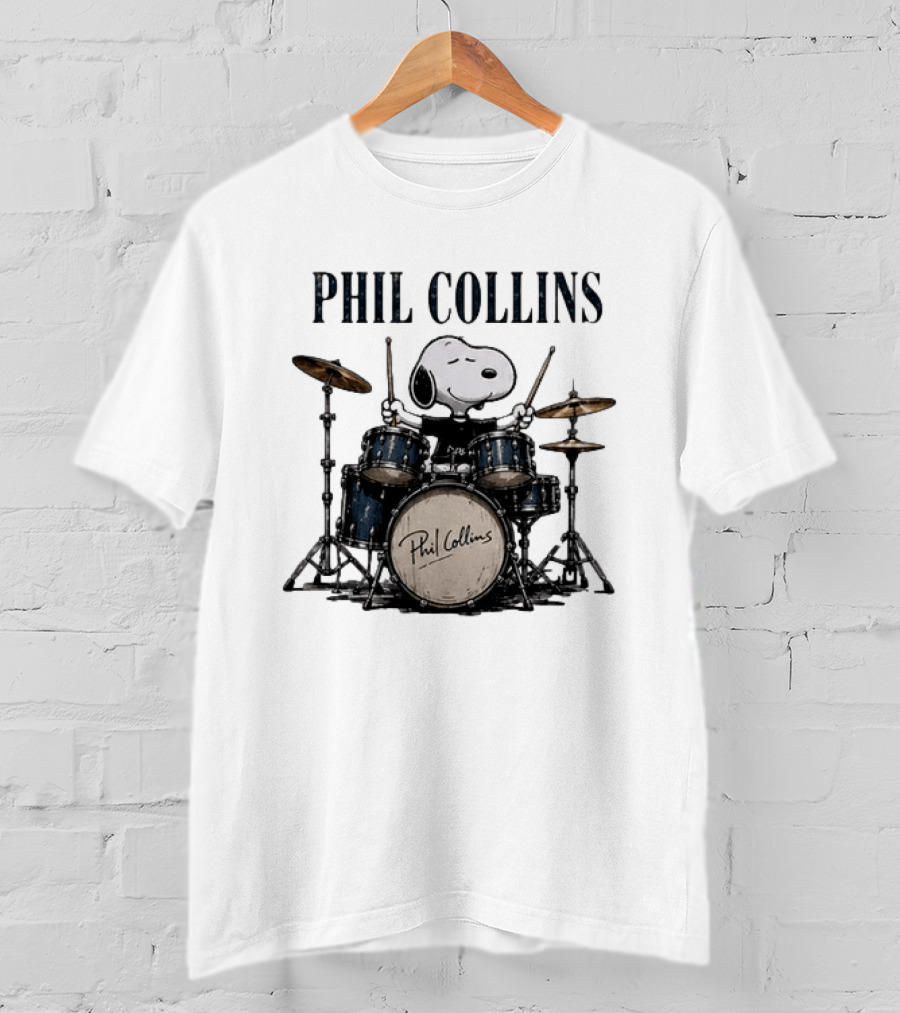 Snoopy Playing Drums Phil Collins Feel The Rhythm Trust The Heart Let It Flow T-Shirt