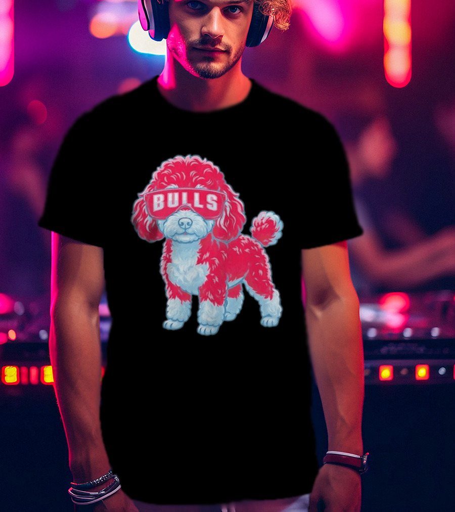 Chicago Bulls Poodle Cartoon Glasses T-Shirt