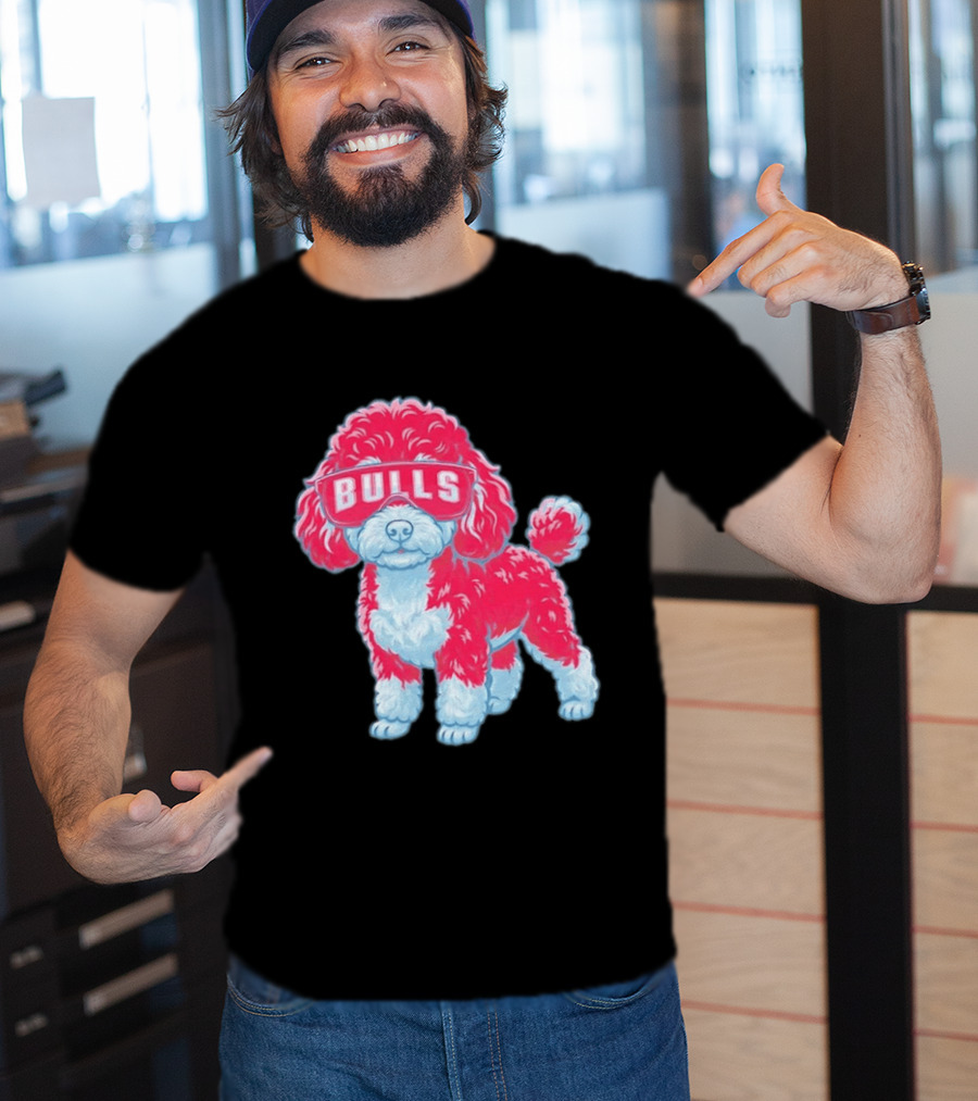 Chicago Bulls Poodle Cartoon Glasses T-Shirt