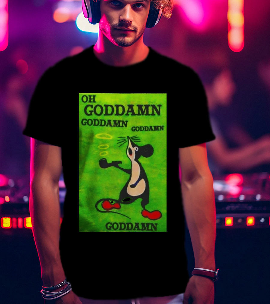 Oh Goddamn Mouse Smoking Pipe Humorous Phrase T-Shirt