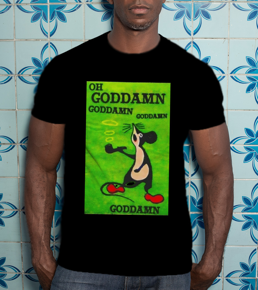 Oh Goddamn Mouse Smoking Pipe Humorous Phrase T-Shirt