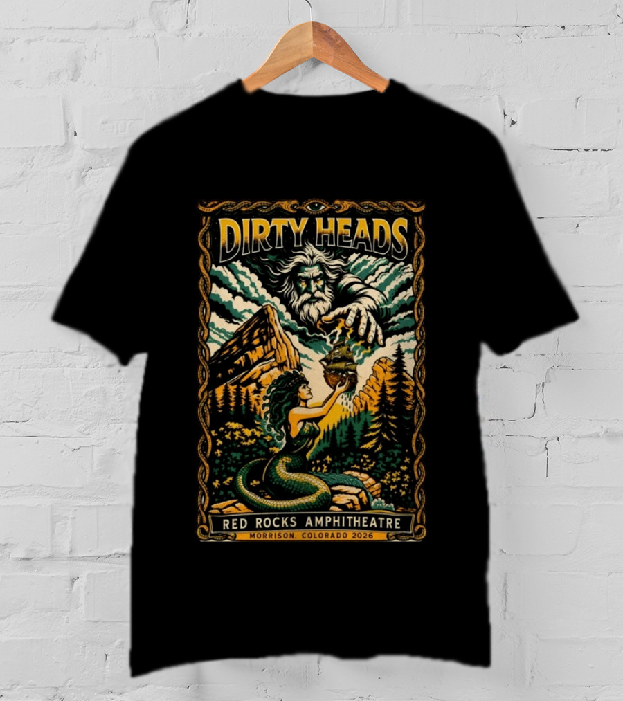 Dirty Heads Red Rocks Amphitheatre Morrison Colorado 2026 Mythical Mermaid And Mountains T-Shirt