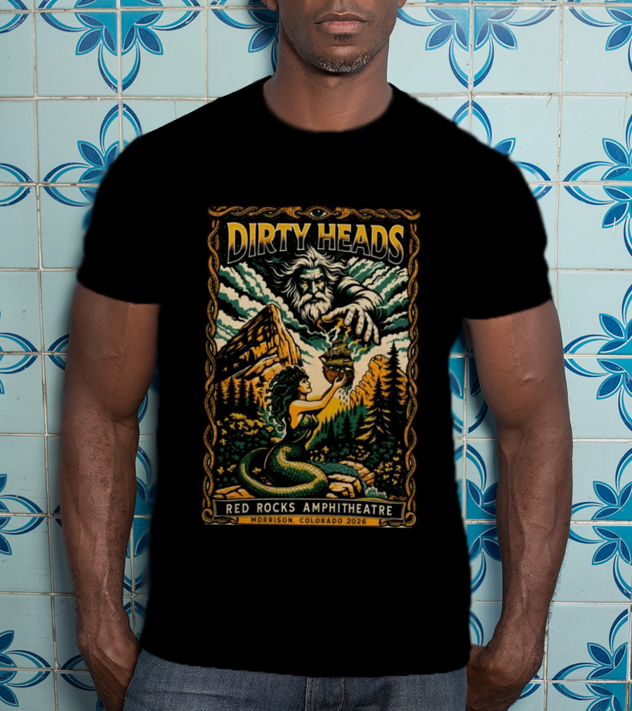 Dirty Heads Red Rocks Amphitheatre Morrison Colorado 2026 Mythical Mermaid And Mountains T-Shirt