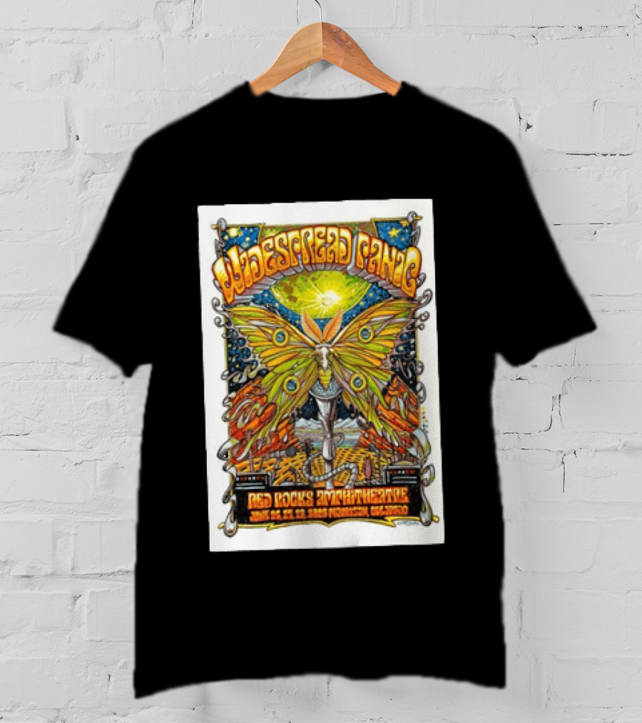 Widespread Panic June 26 28 2026 Red Rocks Amphitheatre Morrison Colorado Moth And Cosmic Sky T-Shirt