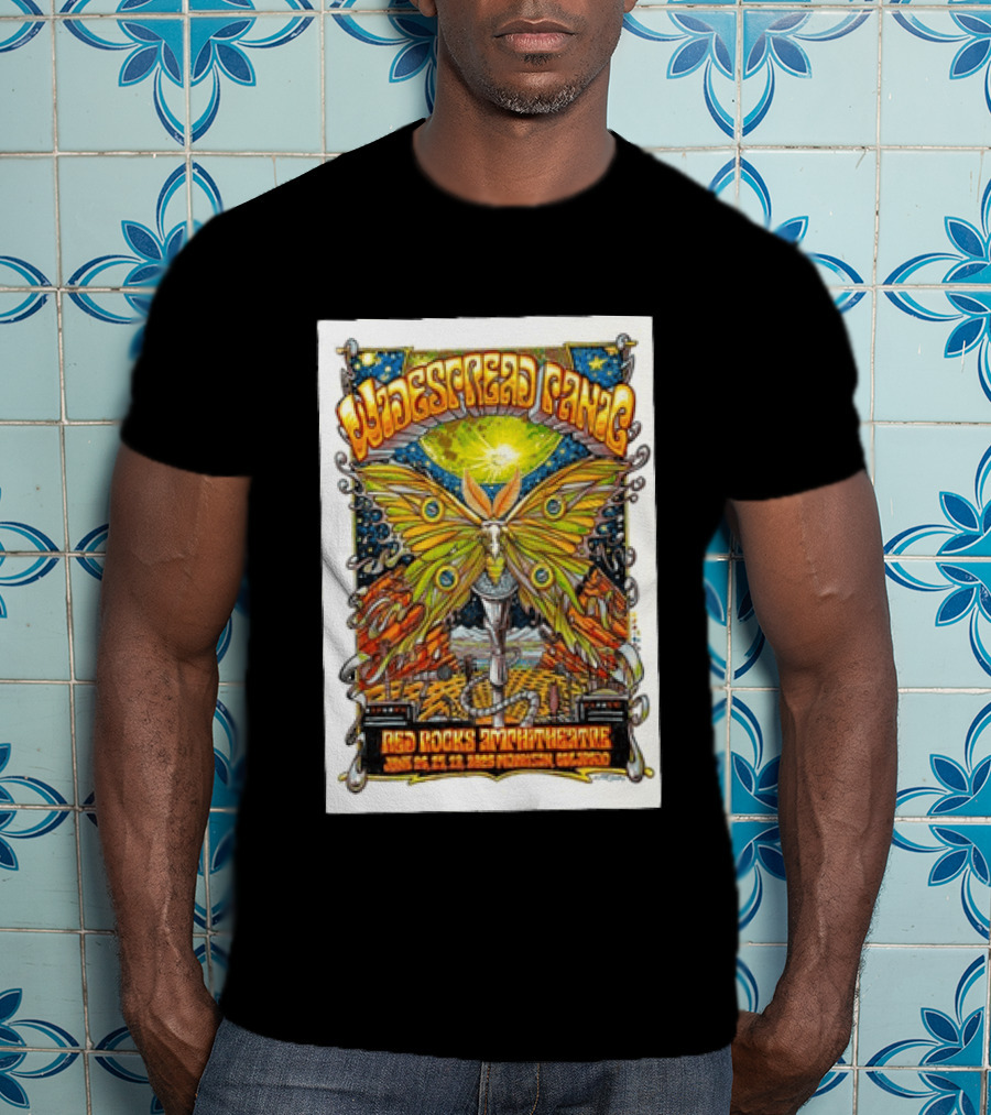 Widespread Panic June 26 28 2026 Red Rocks Amphitheatre Morrison Colorado Moth And Cosmic Sky T-Shirt
