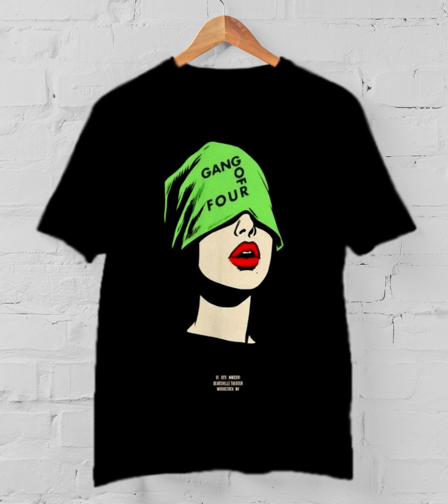 Gang Of Four June 25 2026 Woodstock NY With Green Hat And Red Lips T-Shirt