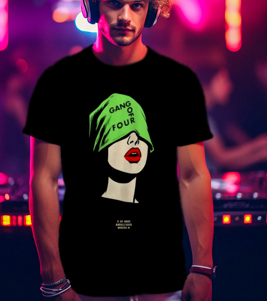Gang Of Four June 25 2026 Woodstock NY With Green Hat And Red Lips T-Shirt