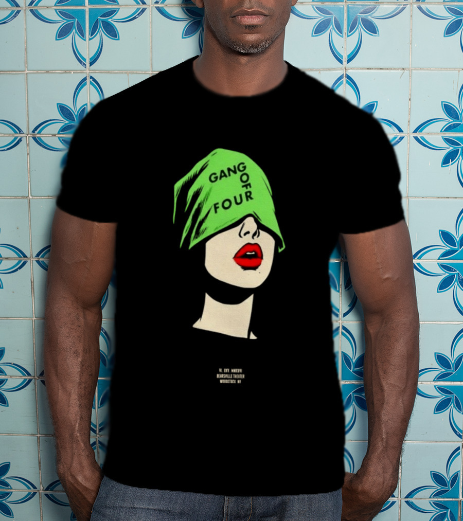 Gang Of Four June 25 2026 Woodstock NY With Green Hat And Red Lips T-Shirt