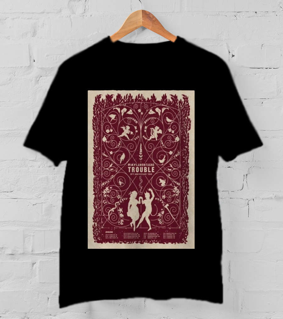 Ray LaMontagne Trouble 20th Anniversary Tour 2026 Botanical T-Shirt