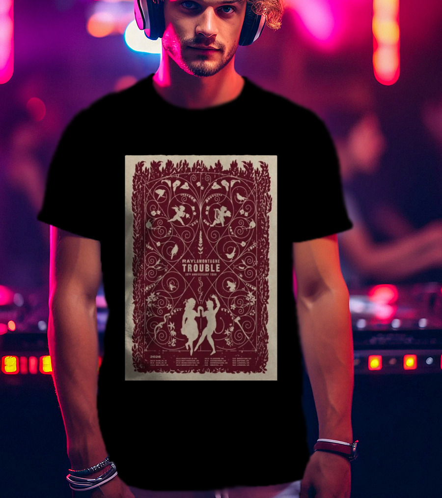 Ray LaMontagne Trouble 20th Anniversary Tour 2026 Botanical T-Shirt
