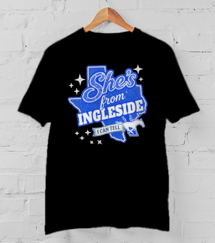 She's From Ingleside I Can Tell Texas Map Mustang T-Shirt