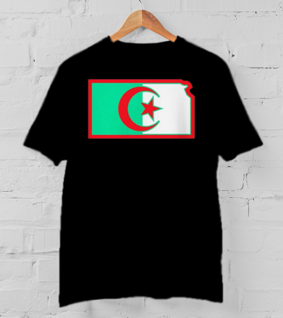 Lawrence Kansas Algeria Flag Map T-Shirt