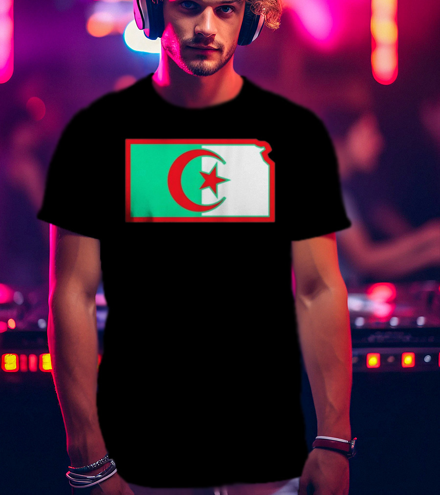 Lawrence Kansas Algeria Flag Map T-Shirt