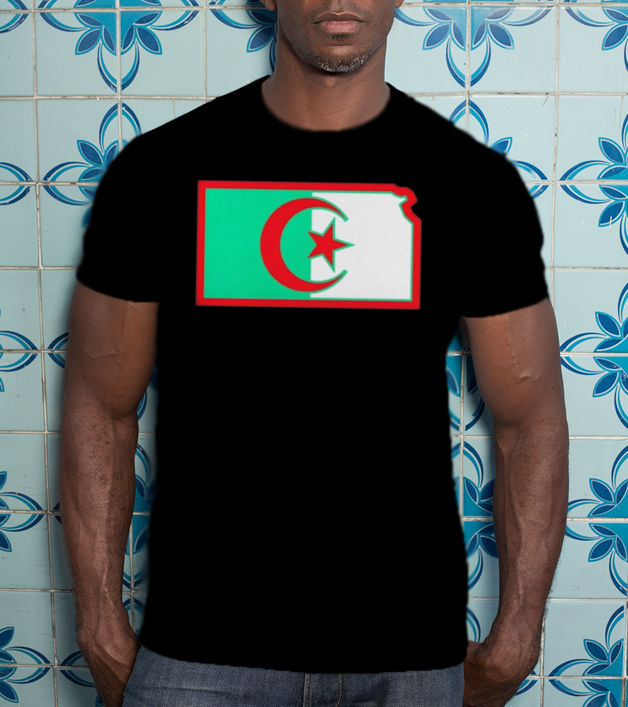 Lawrence Kansas Algeria Flag Map T-Shirt