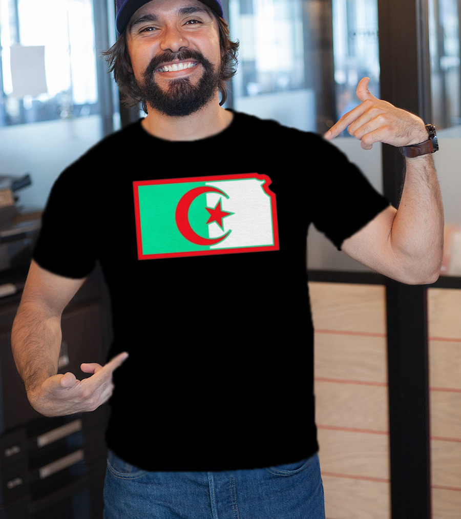 Lawrence Kansas Algeria Flag Map T-Shirt
