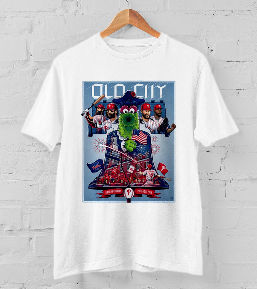 Bryce Harper Kyle Schwarber Philadelphia Phillies The Phanatic I Love My Country Old City MLB All Star Game 2026 T-Shirt