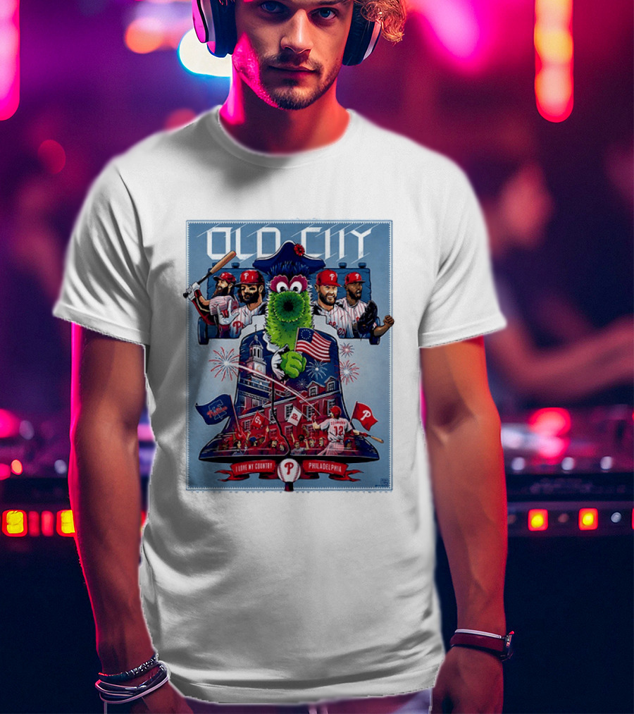 Bryce Harper Kyle Schwarber Philadelphia Phillies The Phanatic I Love My Country Old City MLB All Star Game 2026 T-Shirt