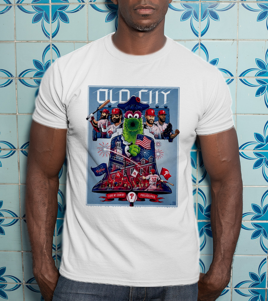 Bryce Harper Kyle Schwarber Philadelphia Phillies The Phanatic I Love My Country Old City MLB All Star Game 2026 T-Shirt