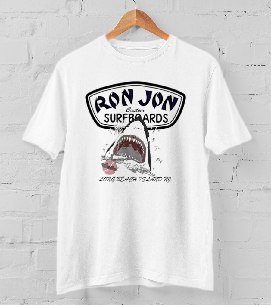 Long Beach Island NJ Ron Jon Custom Surfboards Shark Eating T-Shirt