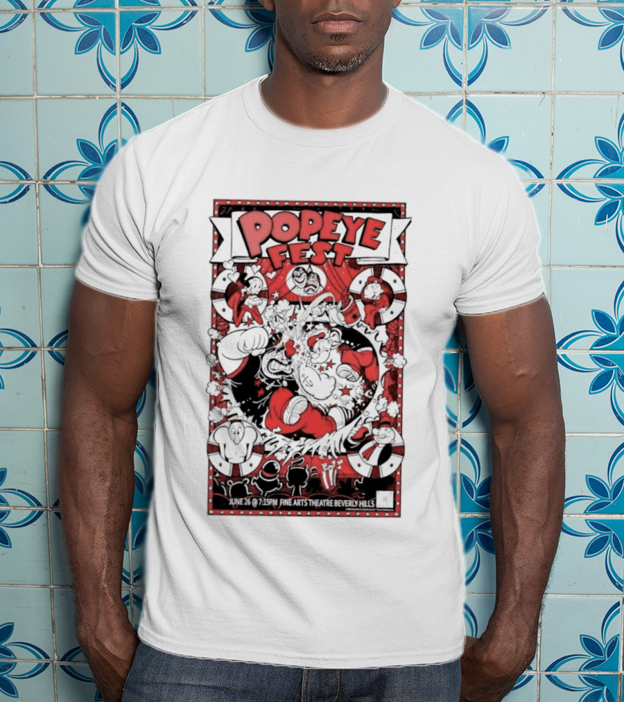 Popeye Fest Fine Arts Theatre Beverly Hills Comic Character Event T-Shirt