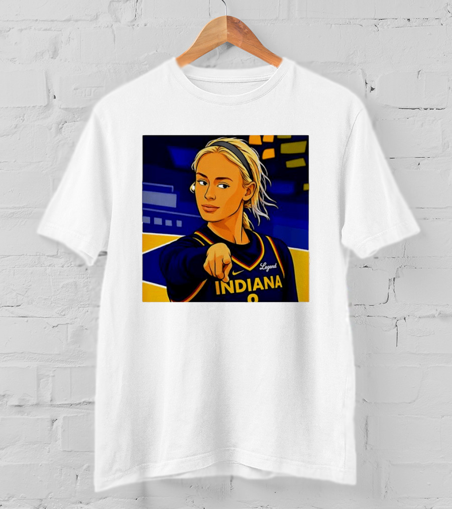 Indiana Basketball Legend Blonde Pointing Cartoon T-Shirt