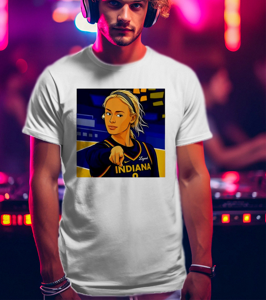 Indiana Basketball Legend Blonde Pointing Cartoon T-Shirt