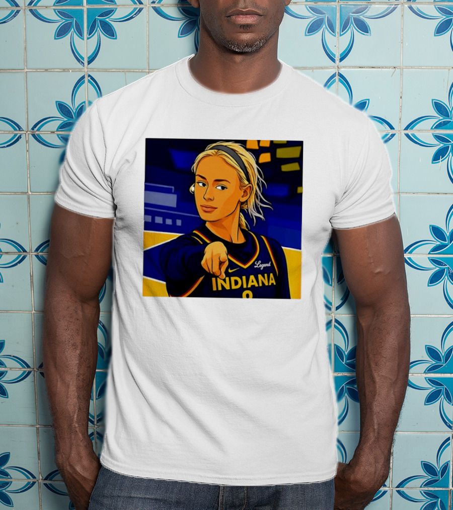 Indiana Basketball Legend Blonde Pointing Cartoon T-Shirt