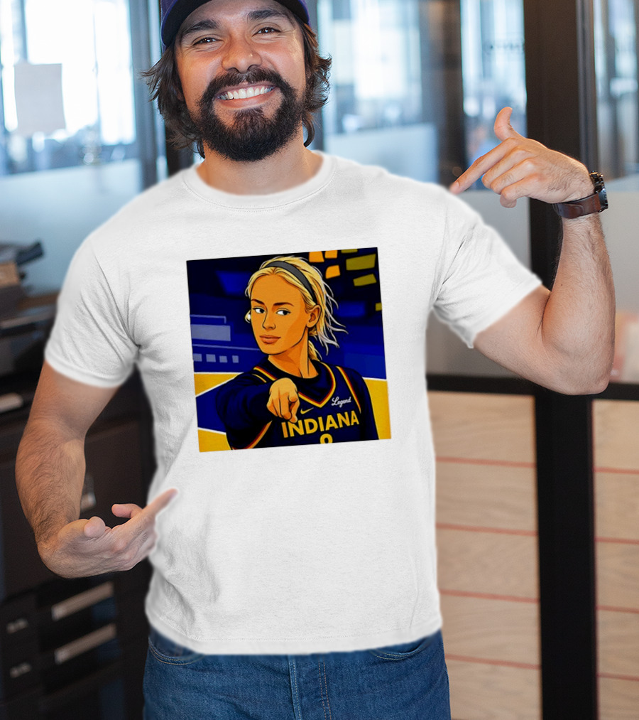 Indiana Basketball Legend Blonde Pointing Cartoon T-Shirt