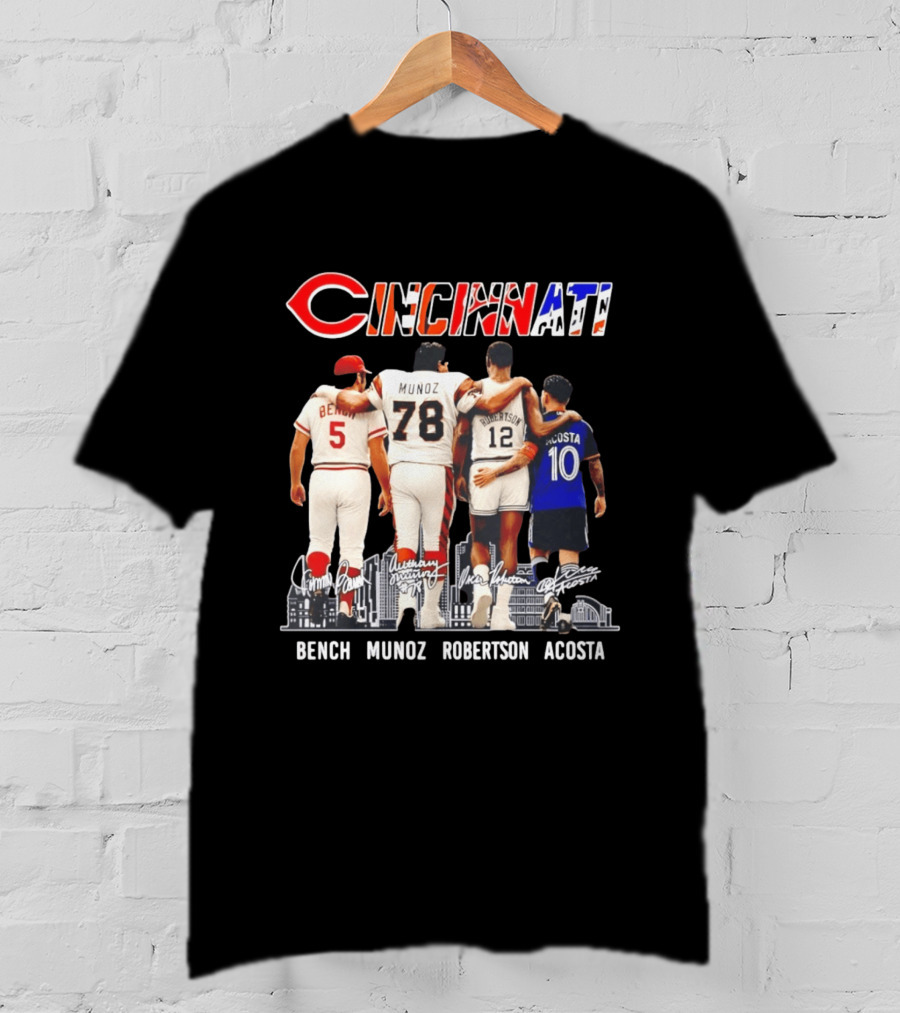 Cincinnati Icons Bench Munoz Robertson Acosta Sports Legends T-Shirt
