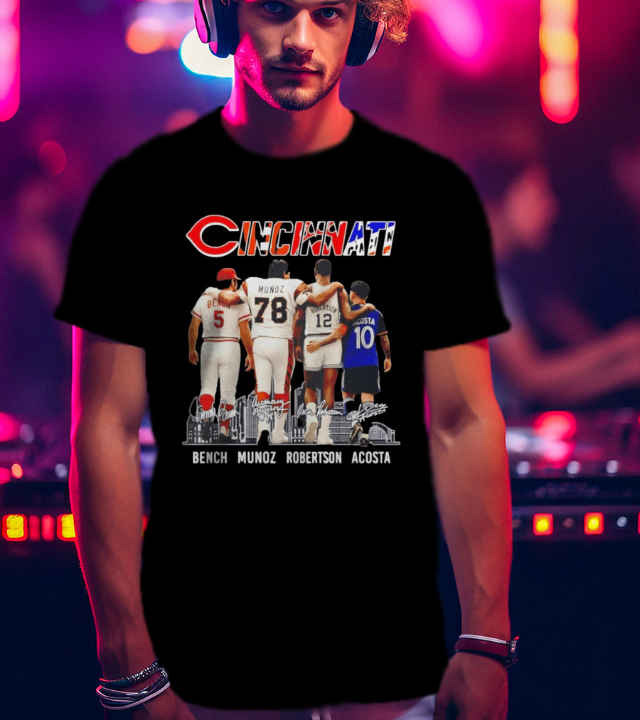 Cincinnati Icons Bench Munoz Robertson Acosta Sports Legends T-Shirt