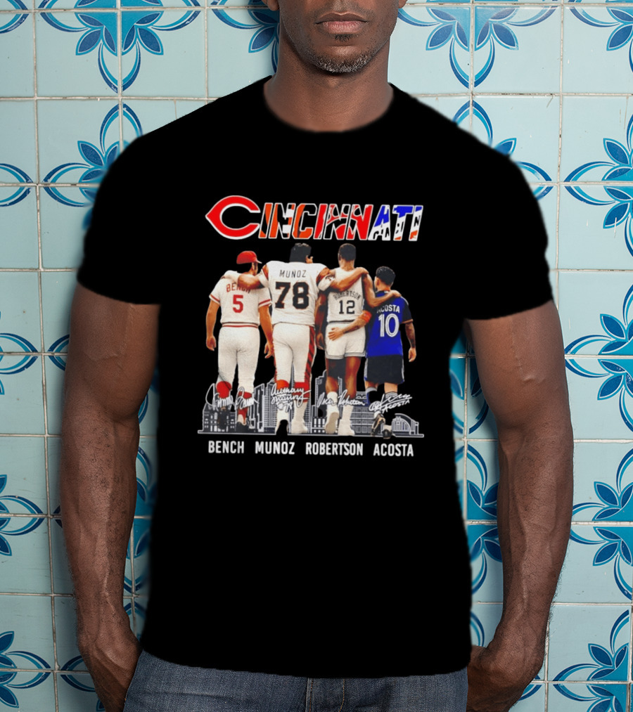 Cincinnati Icons Bench Munoz Robertson Acosta Sports Legends T-Shirt