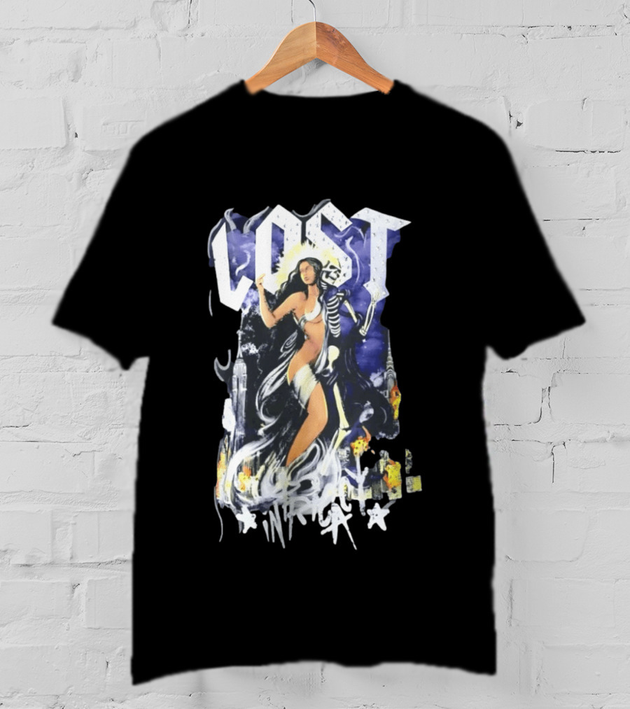 Lost Goddess Skeleton Embrace With City Skyline T-Shirt