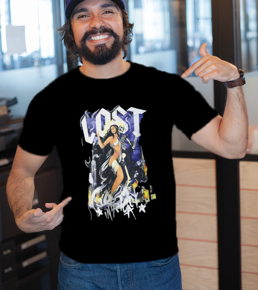 Lost Goddess Skeleton Embrace With City Skyline T-Shirt