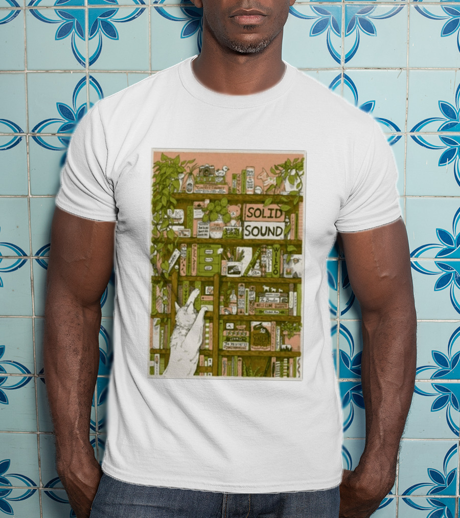 Wilco Solid Sound Festival June 26 28 2026 North Adams MA With Cat And Bookshelves T-Shirt