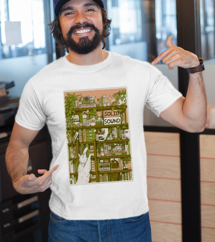 Wilco Solid Sound Festival June 26 28 2026 North Adams MA With Cat And Bookshelves T-Shirt