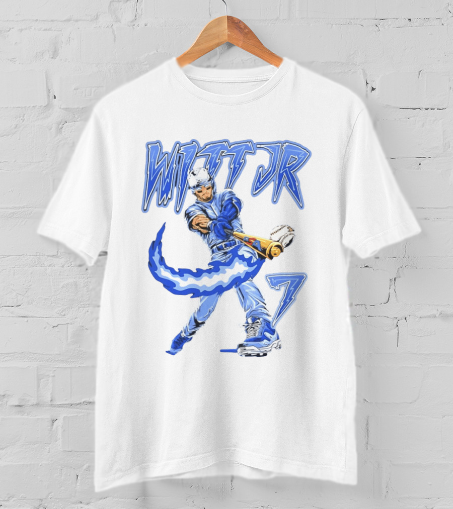 Witt Jr 7 Flaming Bat Baseball Player T-Shirt