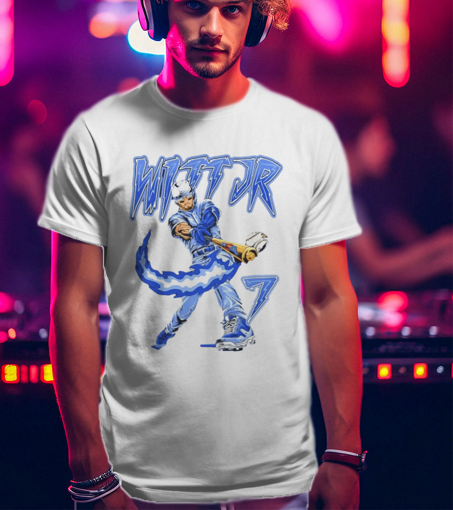 Witt Jr 7 Flaming Bat Baseball Player T-Shirt