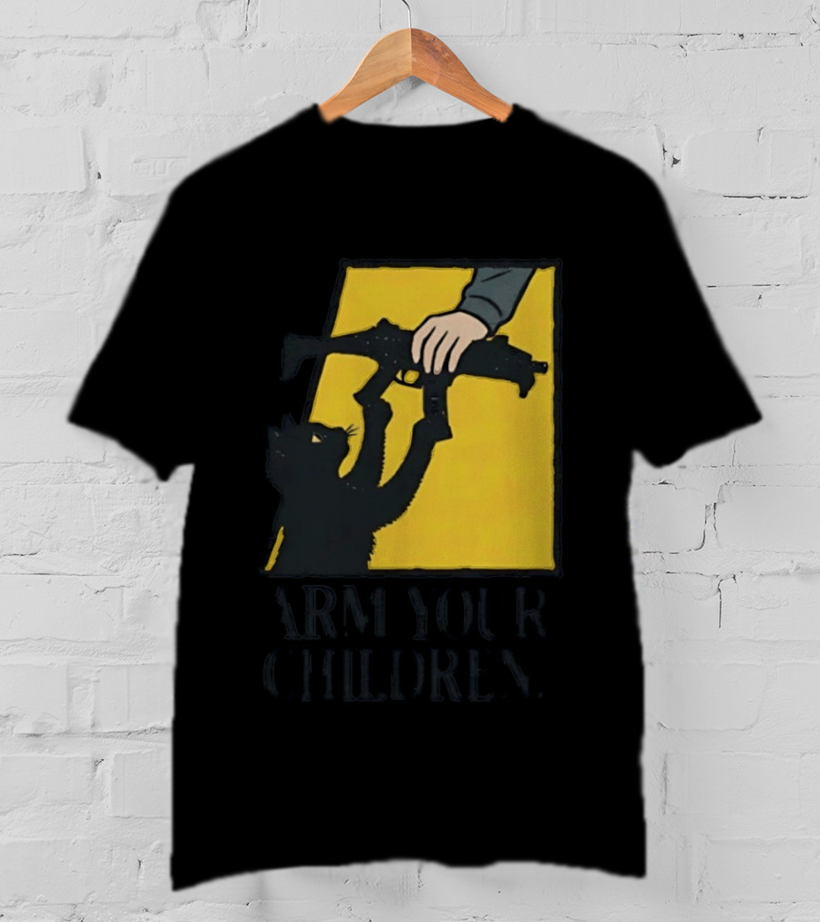 Arm Your Children Black Cat Gun T-Shirt