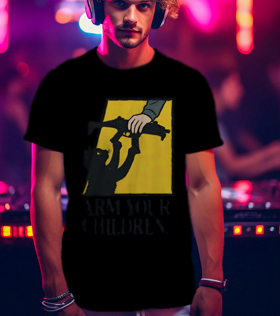 Arm Your Children Black Cat Gun T-Shirt