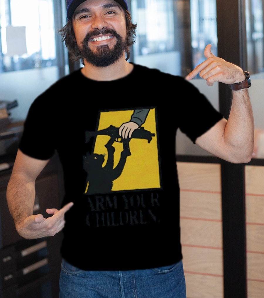 Arm Your Children Black Cat Gun T-Shirt