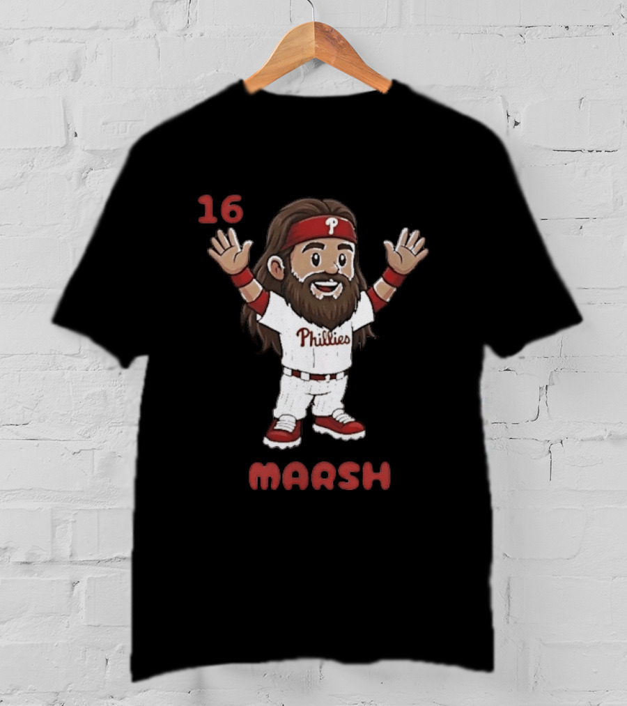 Philadelphia Phillies Brandon Marsh 16 Cartoon MLB 2026 T-Shirt