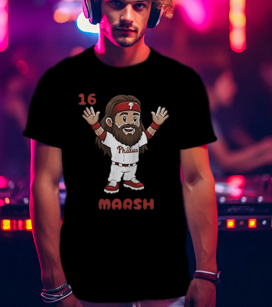 Philadelphia Phillies Brandon Marsh 16 Cartoon MLB 2026 T-Shirt