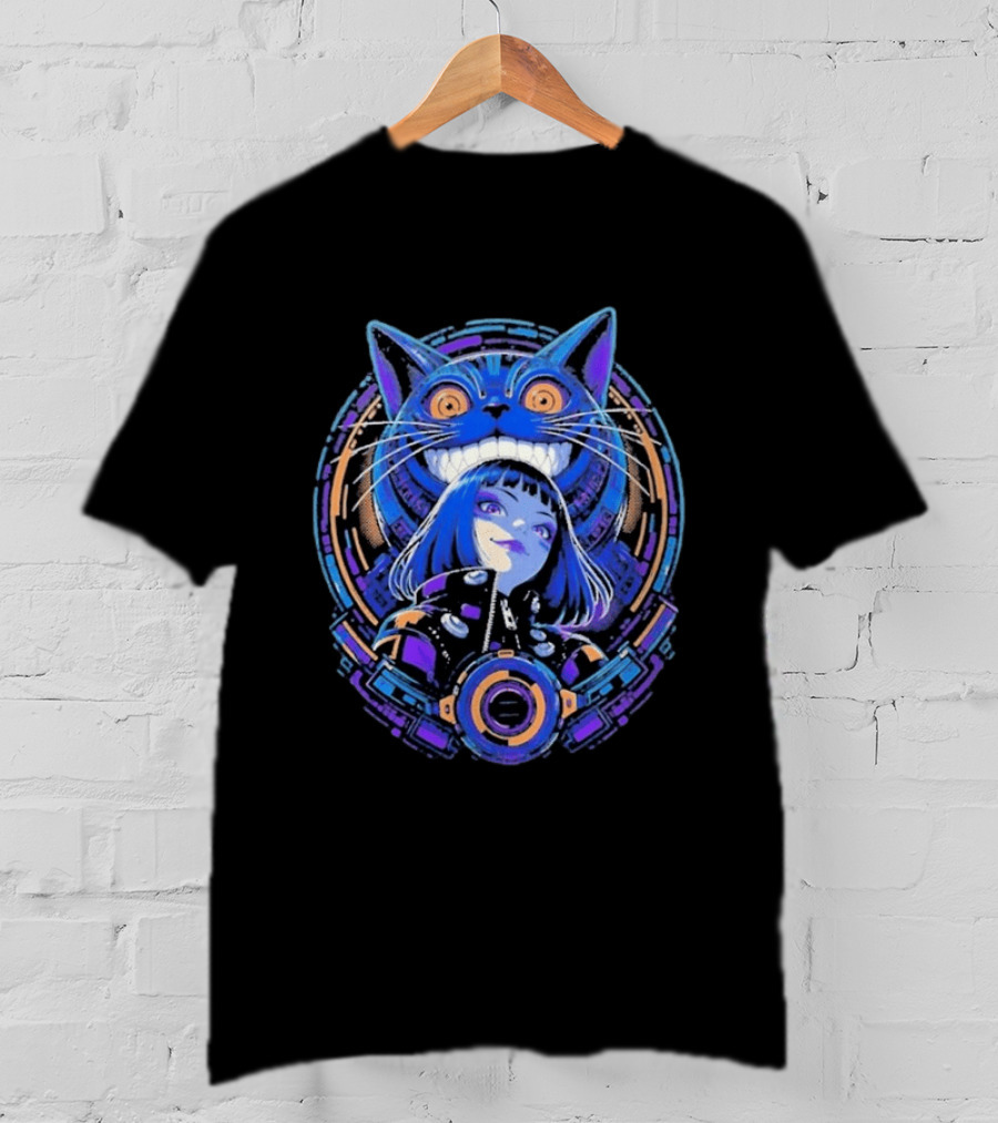 Cyberpunk Cat Girl Futuristic Anime T-Shirt