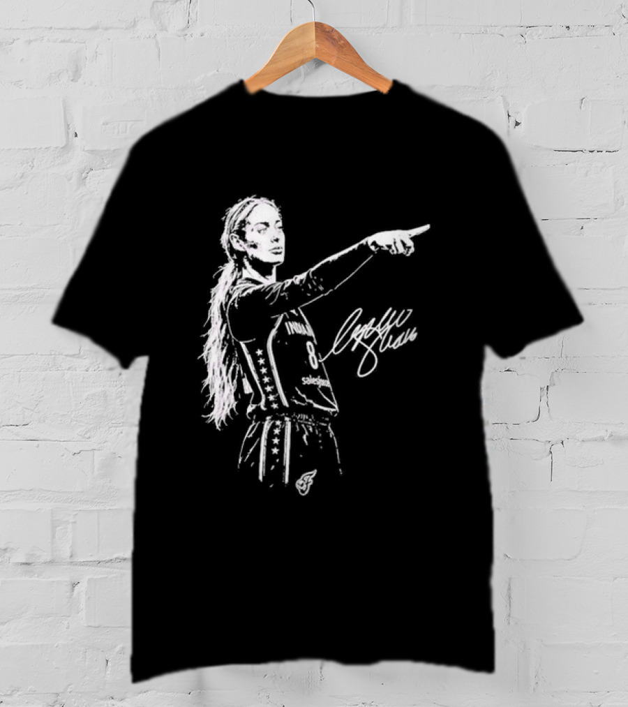 Sophie Cunningham Indiana Fever Pointing Sketch Signature T-Shirt