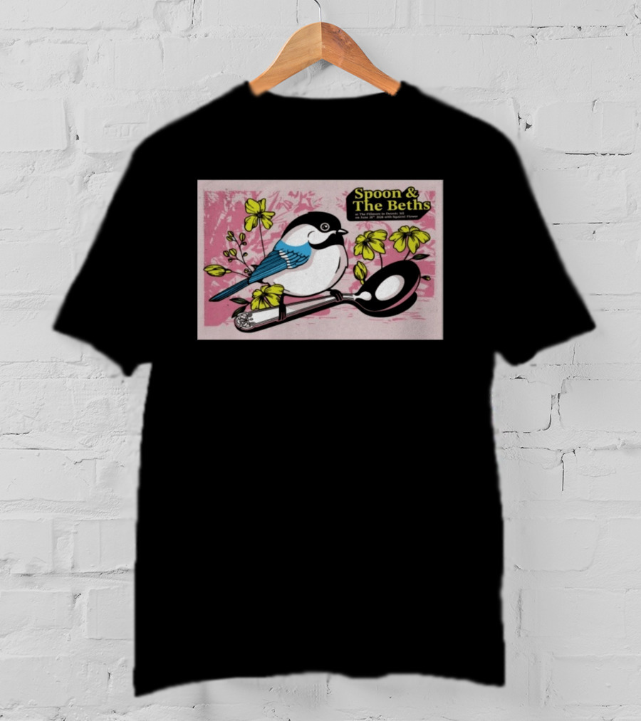 Spoon And The Beths June 26 2026 Detroit MI With Bird On Spoon And Yellow Flowers T-Shirt
