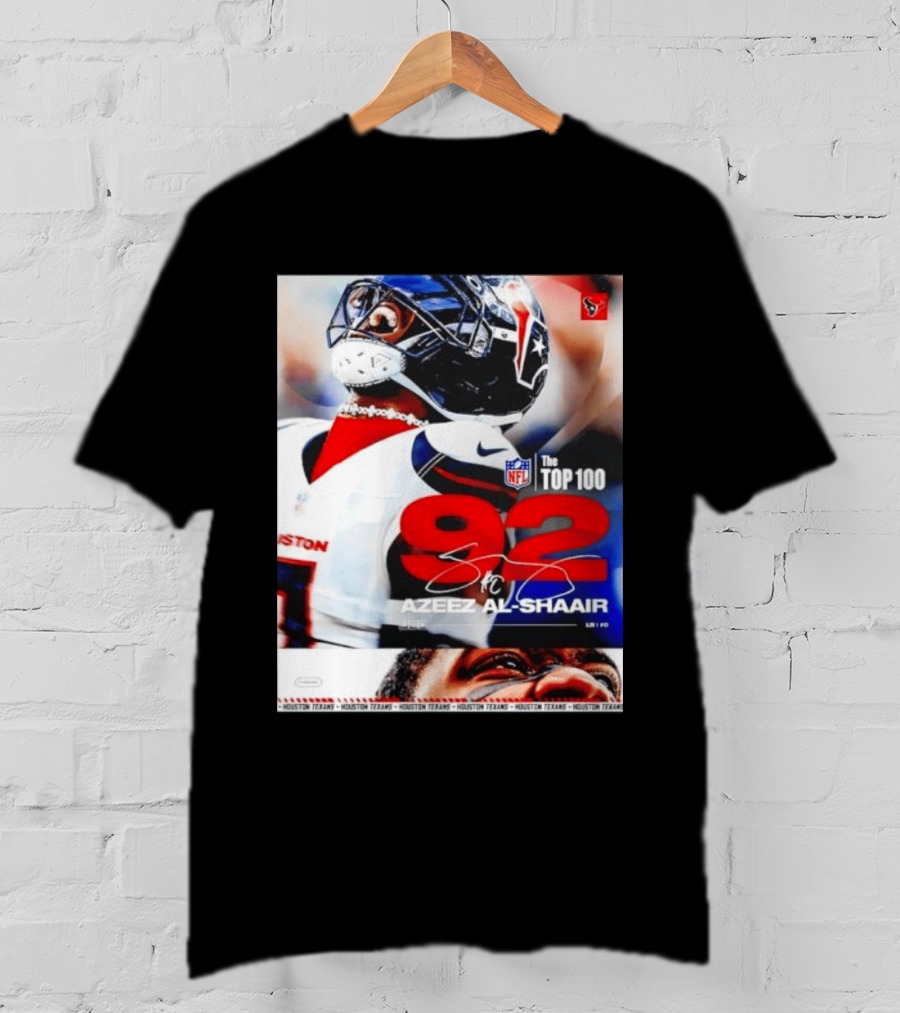 Houston Texans Azeez Al Shaair 92 NFL Top 100 Linebacker T-Shirt
