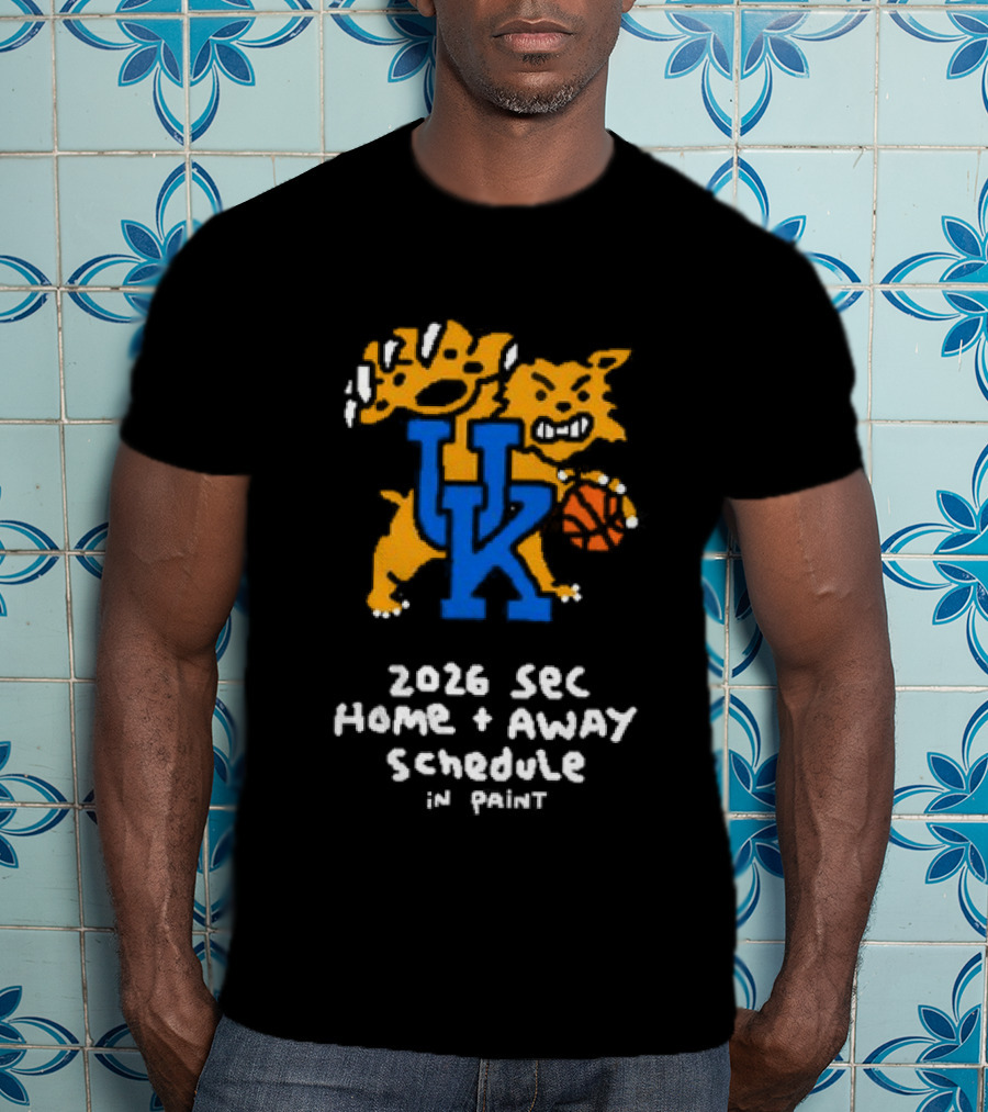 University Of Kentucky 2026 SEC Home Away Schedule Wildcat Paint T-Shirt