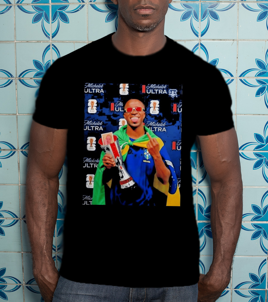 Vinicius Jr FIFA Trophy Celebration Brazil Flag Michelob Ultra T-Shirt