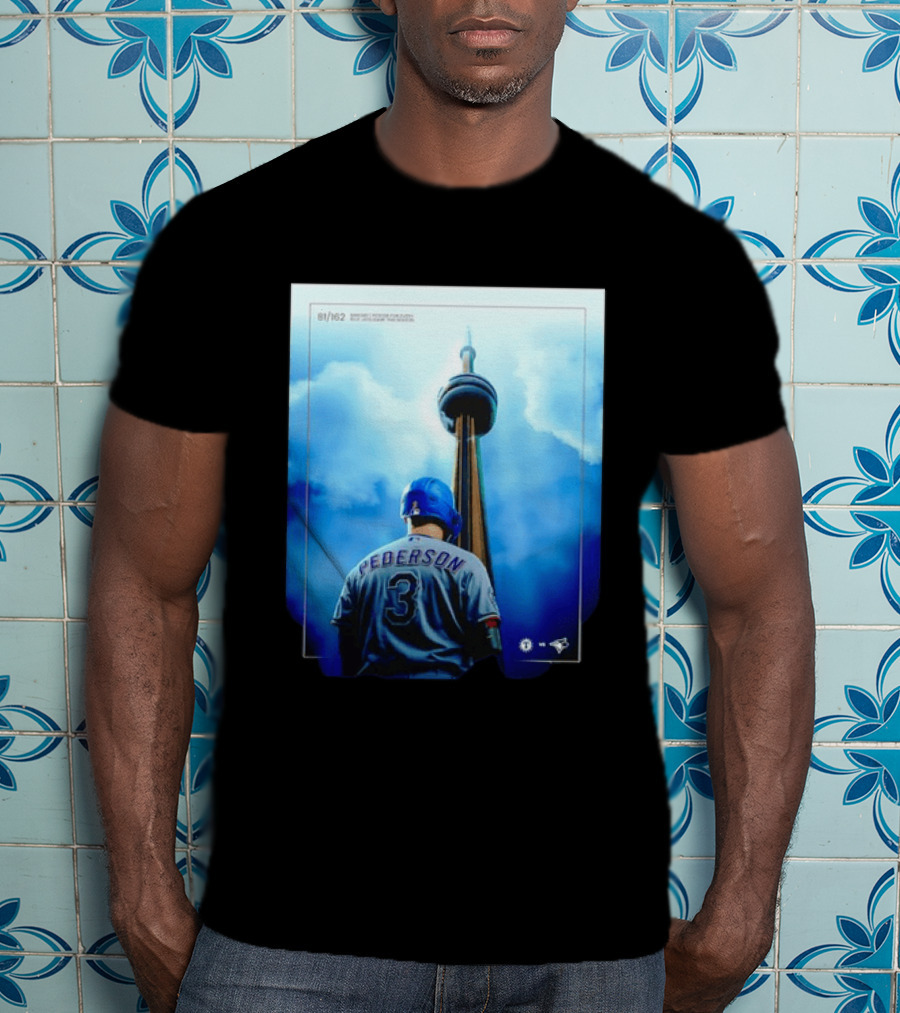 Pederson Toronto Blue Jays Vs Texas Rangers Game 1 CN Tower 81/162 T-Shirt